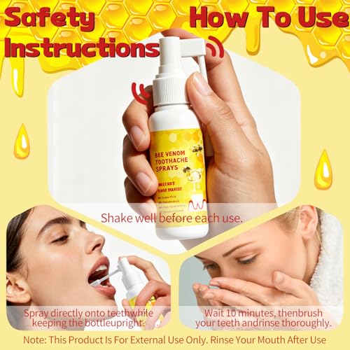 URMNI Bee Venom Toothache Spray for Adults - Yellow, Instant Tooth Pain Relief