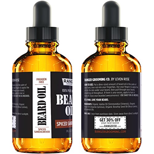 Leven Rose Spiced Sandalwood Beard Oil - Natural Organic Beard Conditioner