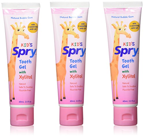Spry Natural Xylitol Tooth Gel for Kids, Bubble Gum, 2 Fl Oz (Pack of 3)