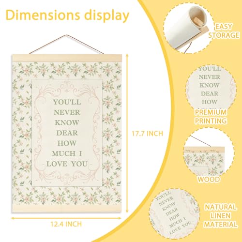 Pink Vintage Wildflower Canvas Flag Banner for Girls' Rooms