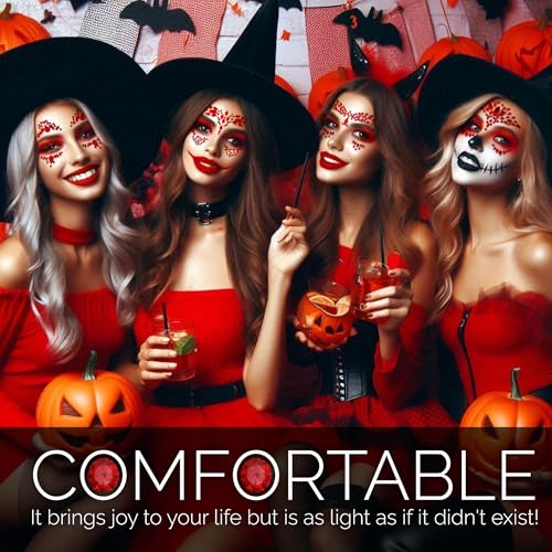 FACEGEM London Red Self-Adhesive Face Gems - 4 Pack for Festival & Party