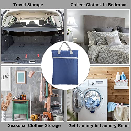 BeeGreen Navy Blue Hanging Laundry Hamper with Zippered Pockets