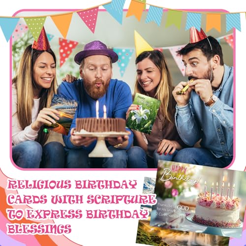 Gersoniel 24 Pack Religious Birthday Cards with Scripture