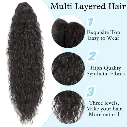 30-Inch Curly Ponytail Extension, Claw Clip-in Wavy Hair Piece for Women