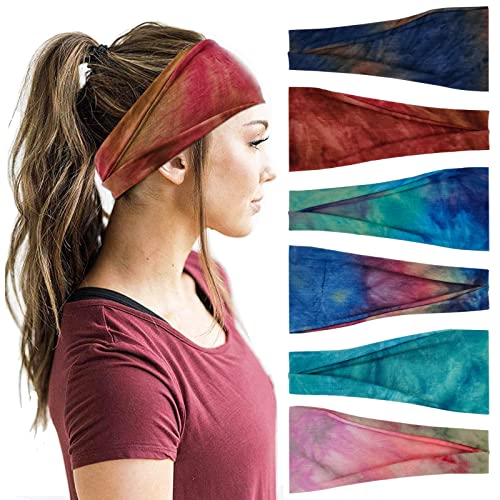 YONUF 6 Pack Boho Wide Headbands for Women - Soft, Non-Slip Hair Accessories