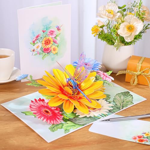 3D Rainbow Dragonfly Pop-Up Card - Perfect Gift for All Occasions