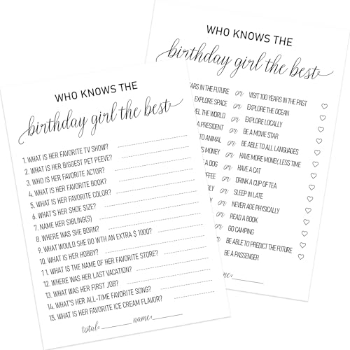 Who Knows the Birthday Girl Best Game - Set of 30 Double-Sided Cards
