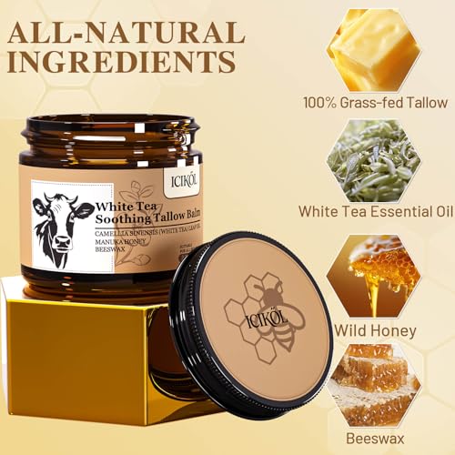 ICIKOL Whipped Beef Tallow Balm for Men - Face Moisturizer & Beard Balm, 2.1 oz