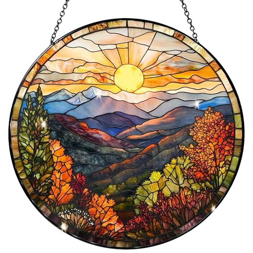 7.87-Inch Dusk Sunset Stained Glass Suncatcher for Windows