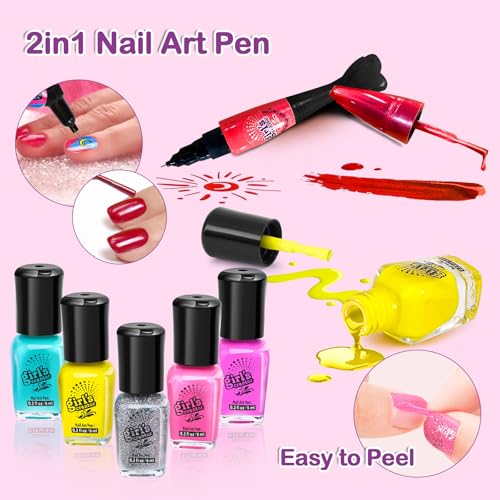 Kids Nail Art Kit with Non-Toxic Polish & Accessories - Perfect for Girls Ages 7-12