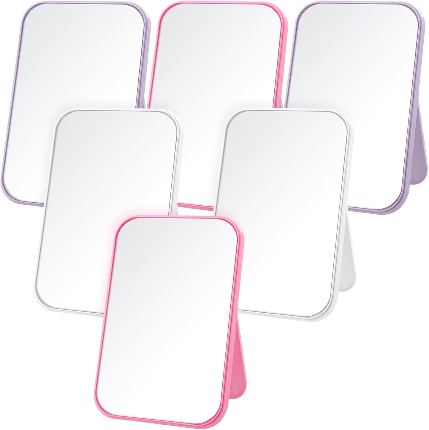 DoubleFill 6 Pcs Spa Party Mirror Set - Makeup Mirrors for Sleepover Favors | Pink