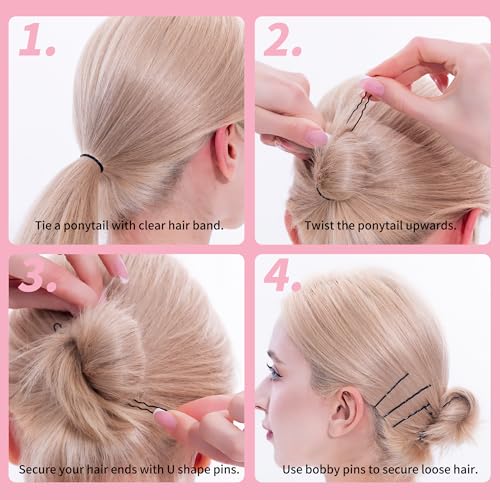 400PCS Brown & Black Bobby Pins Set with Hair Bands - 1.38 to 2.36 Inch
