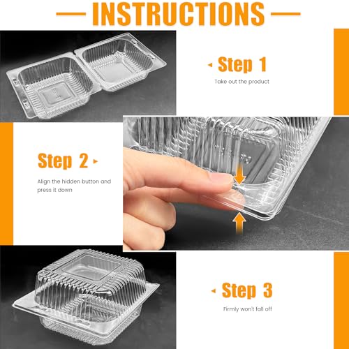 Jgalnim 100-Pack Clear Plastic Clamshell Food Containers
