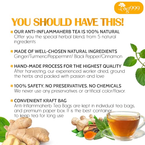 Organic Anti-Inflammaheb Tea Bags - 20 Count, Ginger & Turmeric Blend