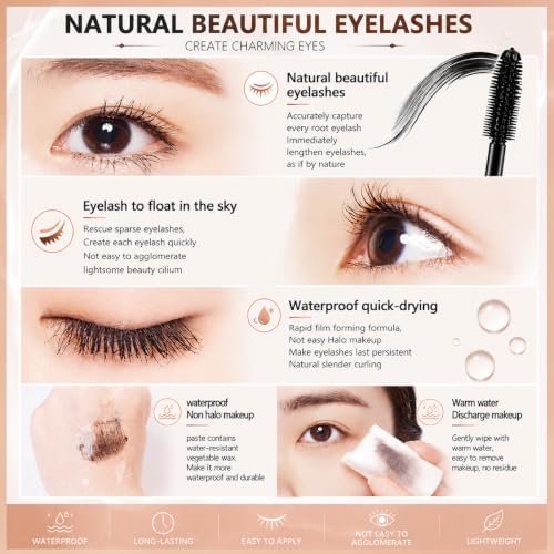 4D Silk Fiber Mascara - Waterproof & Smudge Proof, 4 Packs