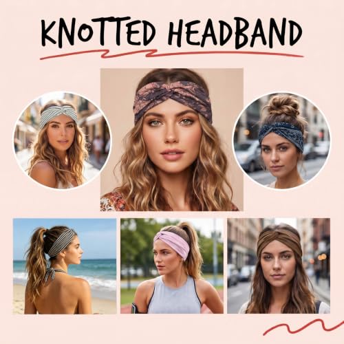 Wave Stripe Headband Set - 12 Pcs Soft Twisted Hair Bands for Women