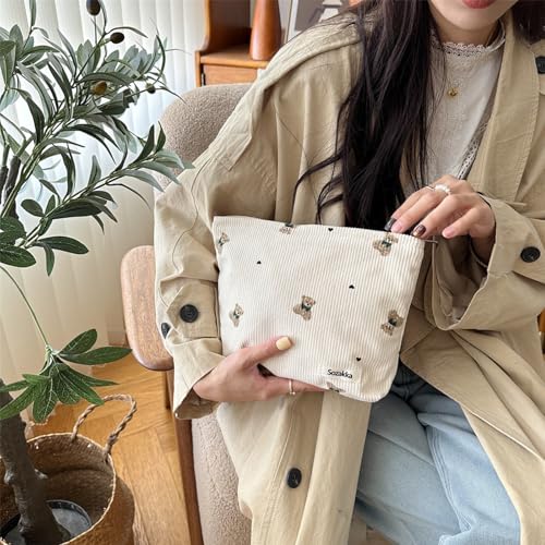 2 Pack Travel Makeup Bags - Canvas Cosmetic Organizer with Zipper for Women