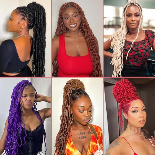 Leeven 24 Inch Soft Locs Crochet Hair - Distressed Butterfly Faux Locs in #350, Pack of 6