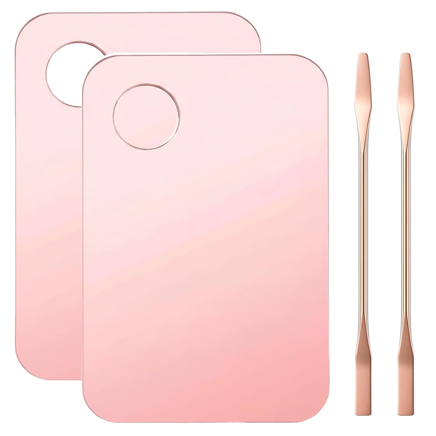 Foundation Mixing Palette Set - 4-Piece Makeup Mixing Tray with Spatula | Reusable for Foundation, Eyeshadow, Lipstick & Nail Art (Pink)