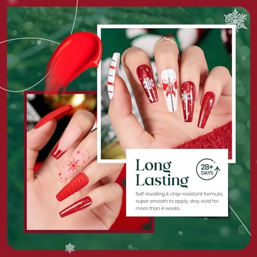 Beetles Gel Nail Polish Set - Boujee Gala Collection, 6 Colors, Burgundy Red Glitter Gold Green, Mixed Finishes
