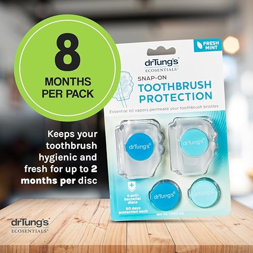 DrTung's Snap-On Toothbrush Protector Covers with Essential Oil Discs
