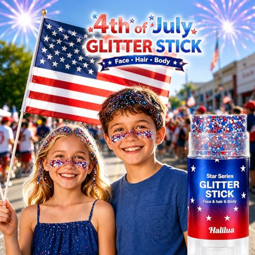 Patriotic Red, White & Blue Glitter Stick for 4th of July