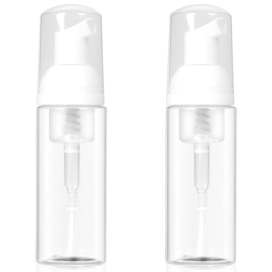 Travel Foam Pump Bottle 2oz - Leak-Proof BPA-Free Foaming Dispenser for Hand Soap, Shampoo, Facial Cleanser | Portable Refillable Containers for Gym, Travel, Home Use (2-Pack)