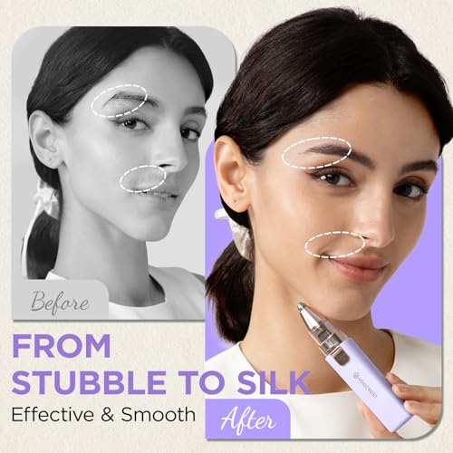 Rechargeable Facial Hair Remover for Women: 2 in 1 Electric Eyebrow and Facial Hair Remover - Suitable for Middle-aged Women¡¯s Eyebrow, Chin, and Cheek Trimming - with Built-in LED Light(Purple)