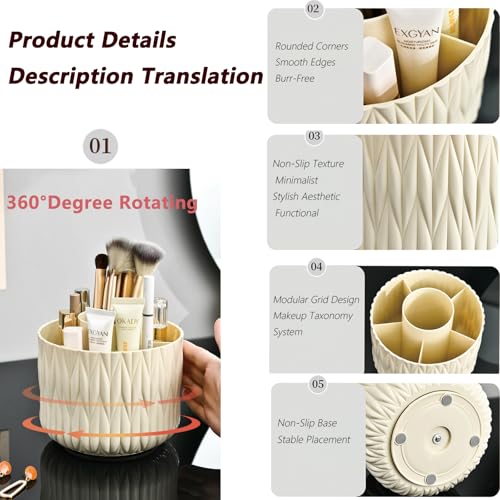 Yoohailor White 360° Rotating Makeup Brush Holder Organizer Vanity Storage