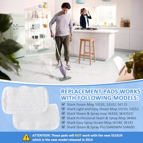 Microfiber Replacement Pads for Shark Steam Mop S3251 SE200 - 4 Pack