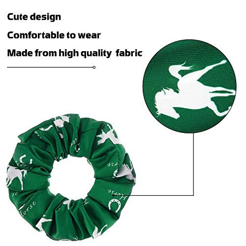 12 Pcs Horse-Themed Satin Hair Scrunchies for Women & Girls - Colorful Ponytail Holders