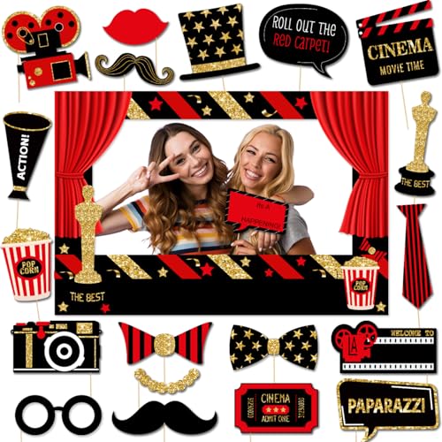 Hollywood Movie Night Party Decorations - 21 Photo Booth Props