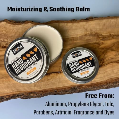 MONA Orange Hand Deodorant for Athletes - 1 oz Moisture Absorbing, Natural Vegan Sport Hand Balm