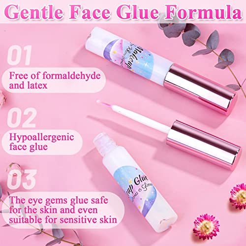 Shynek 2PCS Waterproof Rhinestone Face & Body Glue for Makeup, Halloween Costume & Glitter Adhesive