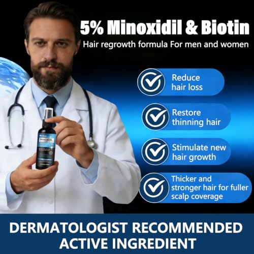MAYFERTE 5% Minoxidil Hair & Beard Growth Spray - Biotin & Rosemary Serum