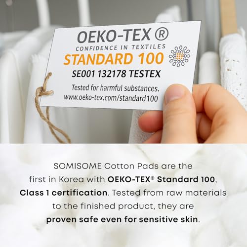 SOMISOME Silky Cotton Pads - Premium Korean Reusable Facial Pads, 80 Count, Lint-Free, Hypoallergenic