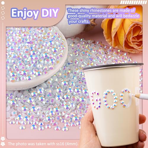 White AB 3mm Resin Rhinestones 6000Pcs with Glue | 10ml B7000 Adhesive & Tools