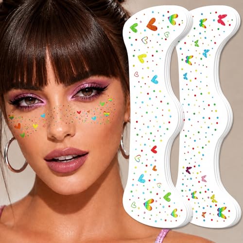 Rainbow Face Glitter Freckles - 8 PCS Temporary Tattoos for Pride