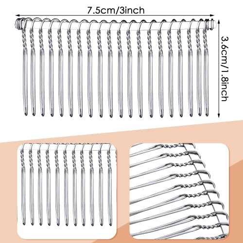 Hicarer White 5 Pcs 20-Teeth Metal Veil Hair Comb Clip
