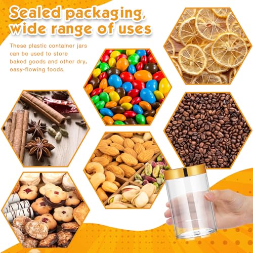 SATINIOR 12 Pack 6 oz Clear Plastic Cosmetic Jars with Lids - Gold