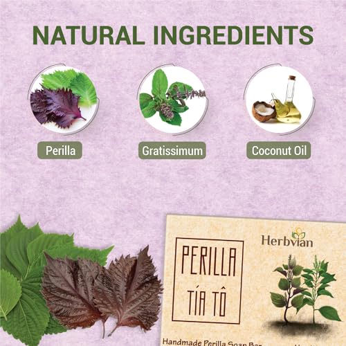 Herbvian Perilla Tía Tô Soap Bar for Face & Body - Anti-Acne & Mosquito Repellent