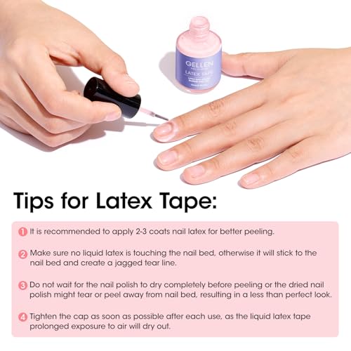 Gellen Pink Liquid Latex for Nails Peel Off Nail Art Barrier with Nail Stick – Nail Prep & Protection