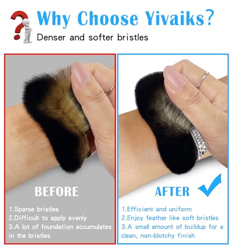 Yivaiks Large Kabuki Tanning Brush with Square White Rhinestones