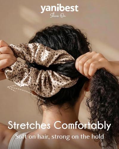 YANIBEST Extra Large Satin Scrunchies - 4 Pcs Jumbo Hair Ties for All Hair Types
