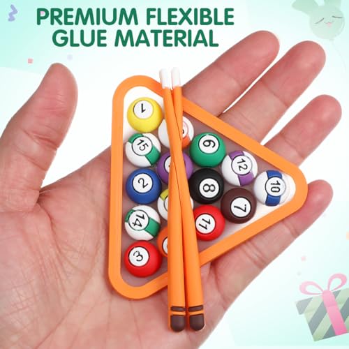 Billiard Cake Toppers Set - 8cm Soft Silicone Pool Ball Decorations
