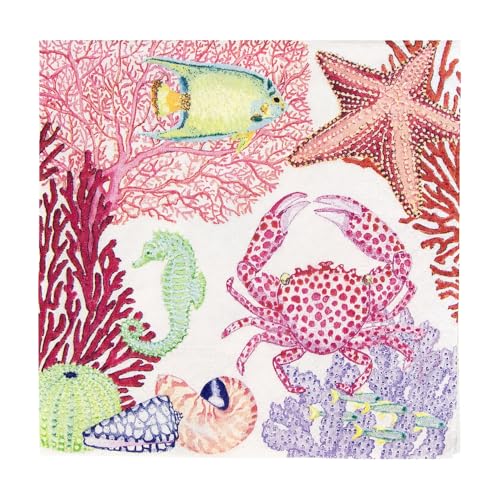 Caspari Under the Sea Triple-Ply Cocktail Napkins - 20 Pack