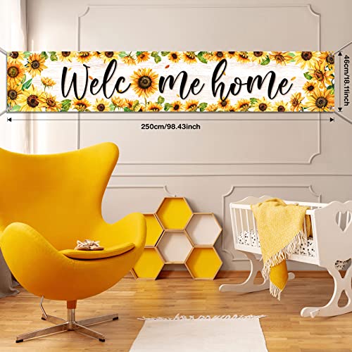 Sunflower Welcome Home Banner - Extra Large 98 x 18 Inches Decoration