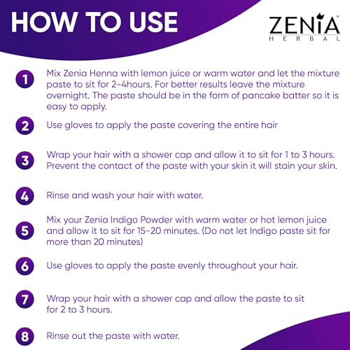 Zenia Indigo Powder 100g - Natural Hair & Beard Dye Indigofera Tinctoria