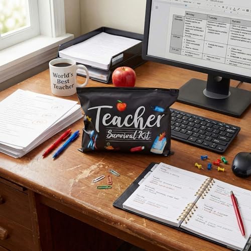 Black Teacher Survival Makeup Bag - 60 Pcs Teacher Appreciation Gifts