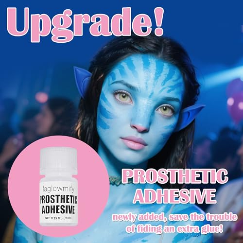 Avatar Makeup Kit - 8pcs Face Paint, Elf Ears, Lip Gloss & More